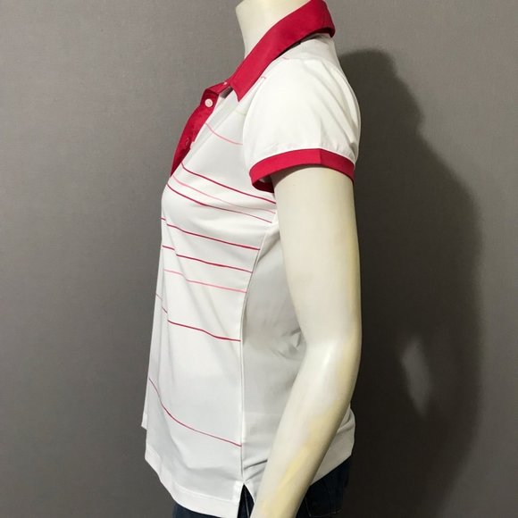 Adidas Climalite Womens Golf Pink & White Stripe Top Sz-Medium - Picture 8 of 11